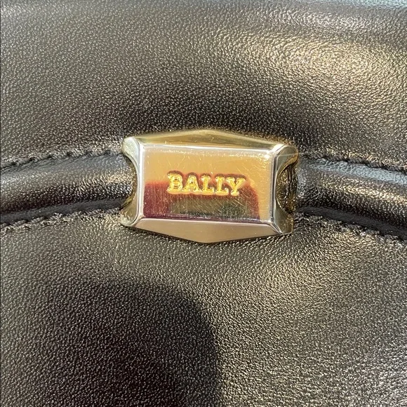 Bally Black Leather Shoulder Bag with Gold Detail